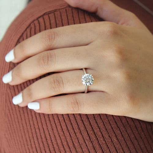 Luvmyjewelry Velora 14k Gold Round Lab Grown Diamond Solitaire Ring In 14k White Gold