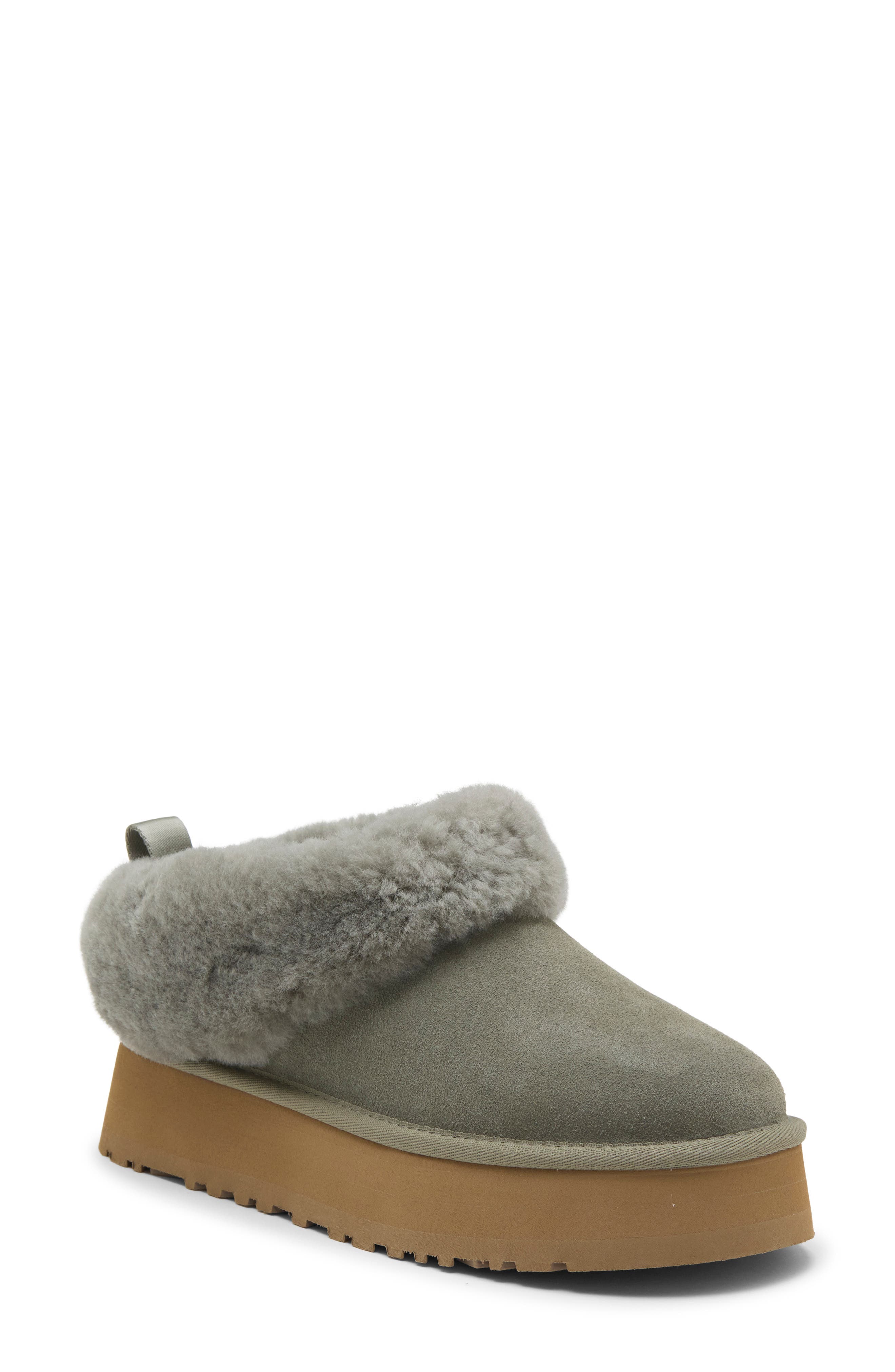 Tazzelle Genuine Shearling Collar Slipper, Main, color, MOSS GREEN