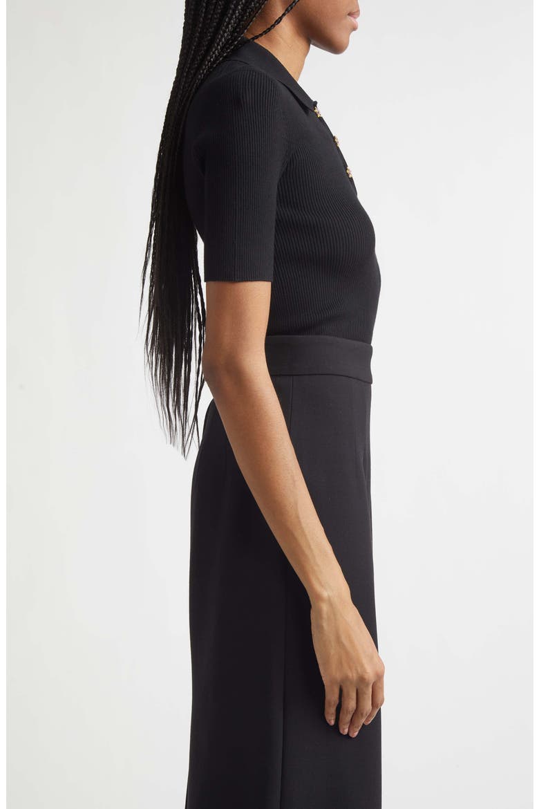 Rib Polo Sweater, Alternate, color, NERO