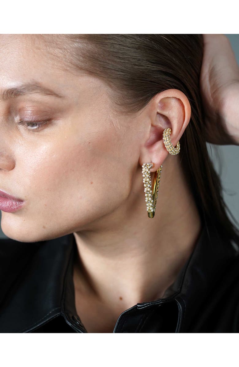 DEMARSON Vera Caviar Imitation Pearl & Pavé Crystal Drop Earrings, Alternate, color,