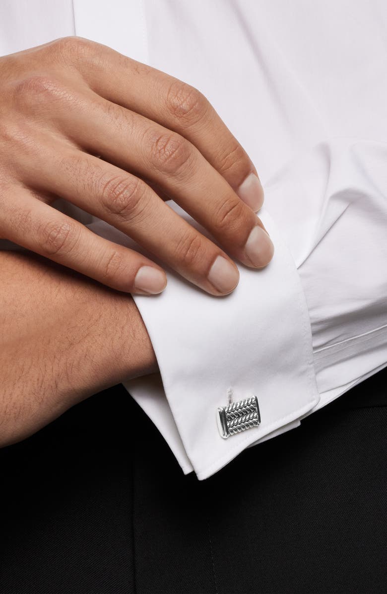 David Yurman Chevron Cuff Links, Alternate, color, Silver