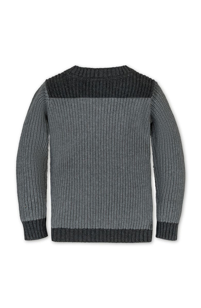 Hope & Henry Kids' Organic Long Sleeve Shoulder Detail Crewneck Pullover Sweater, Alternate, color, Gray Heather Colorblock