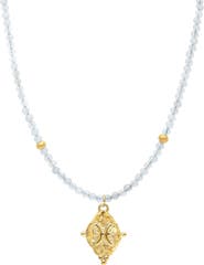 Seven Saints Pisces Zodiac Choker Necklace Aquamarine 18K Gold Plated Astrology Gemstone Jewelry