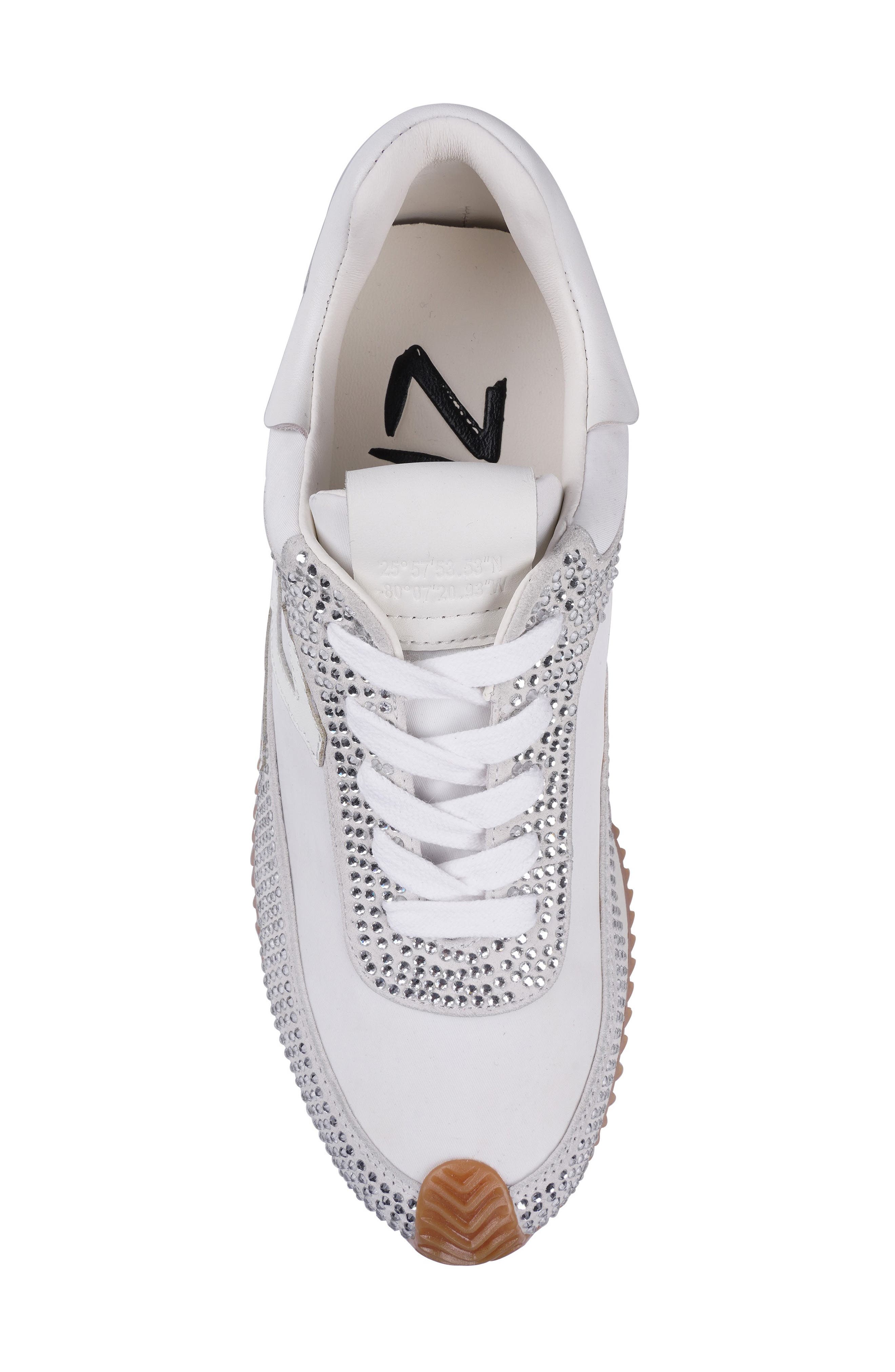 Freya Rhinestone Sneaker, Alternate, color, WHITE SUEDE