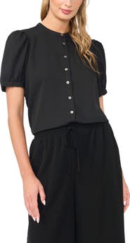 Halogen® Puff Sleeve Button-Up Top