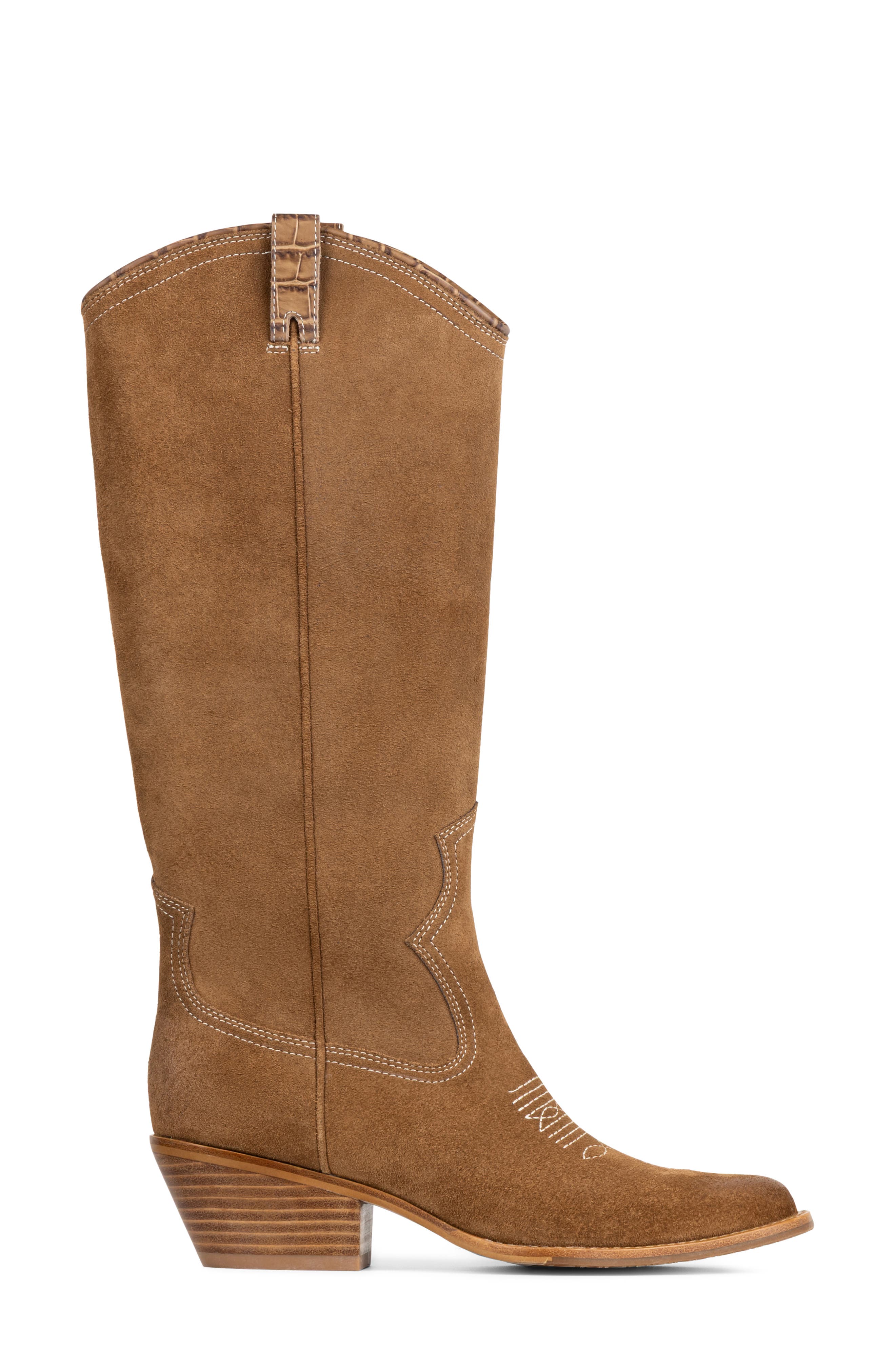 Tahlia Leather Western Boot, Alternate, color, SADDLE