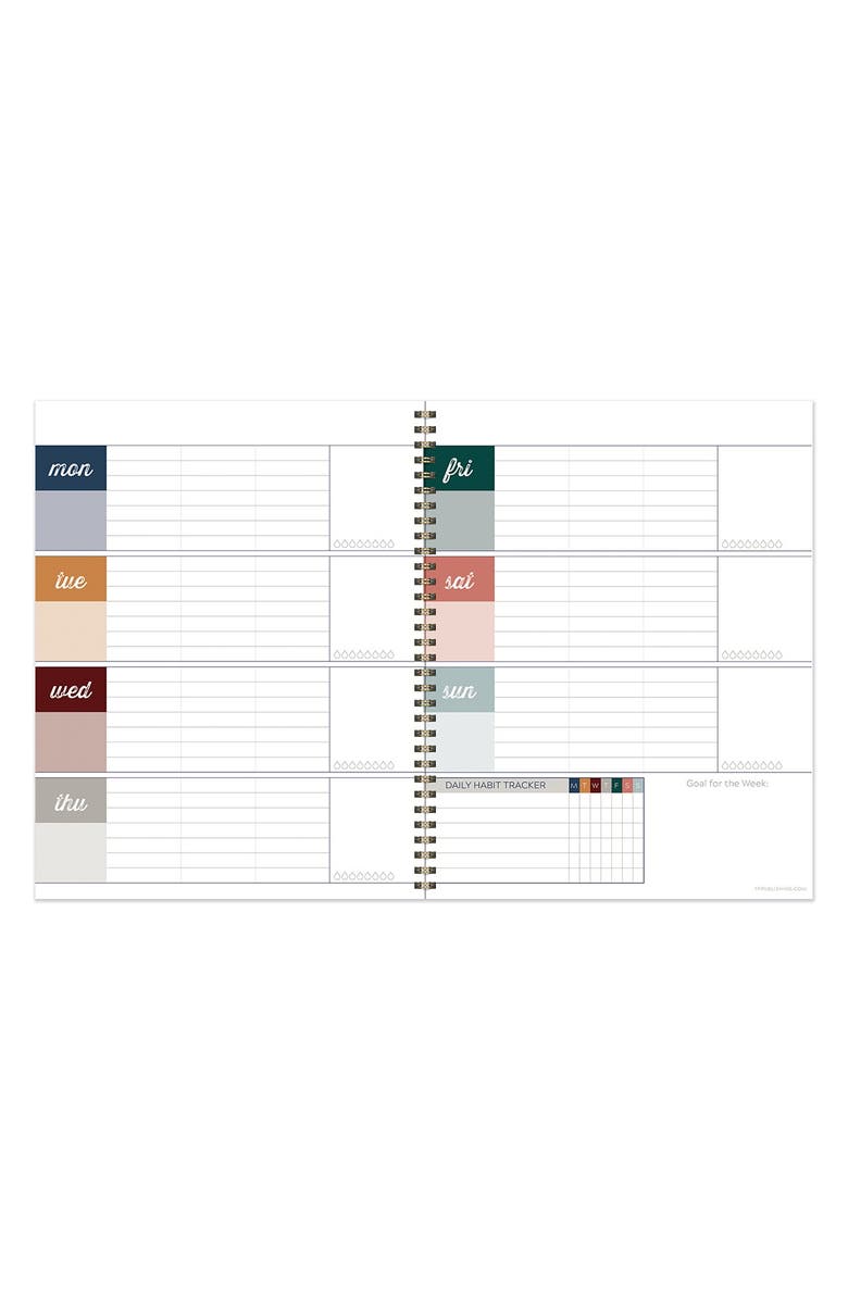 TF PUBLISHING Spotted Dot Boho Undated Large Weekly Monthly Spiral Planner, Alternate, color,