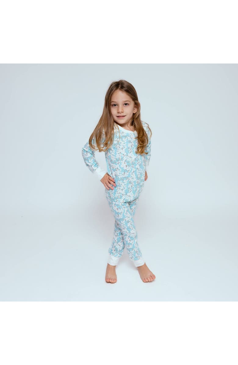 Norani Kids Organic Two-Piece Pajama Set in Cherry Blossoms, Alternate, color, Cherry Blossoms