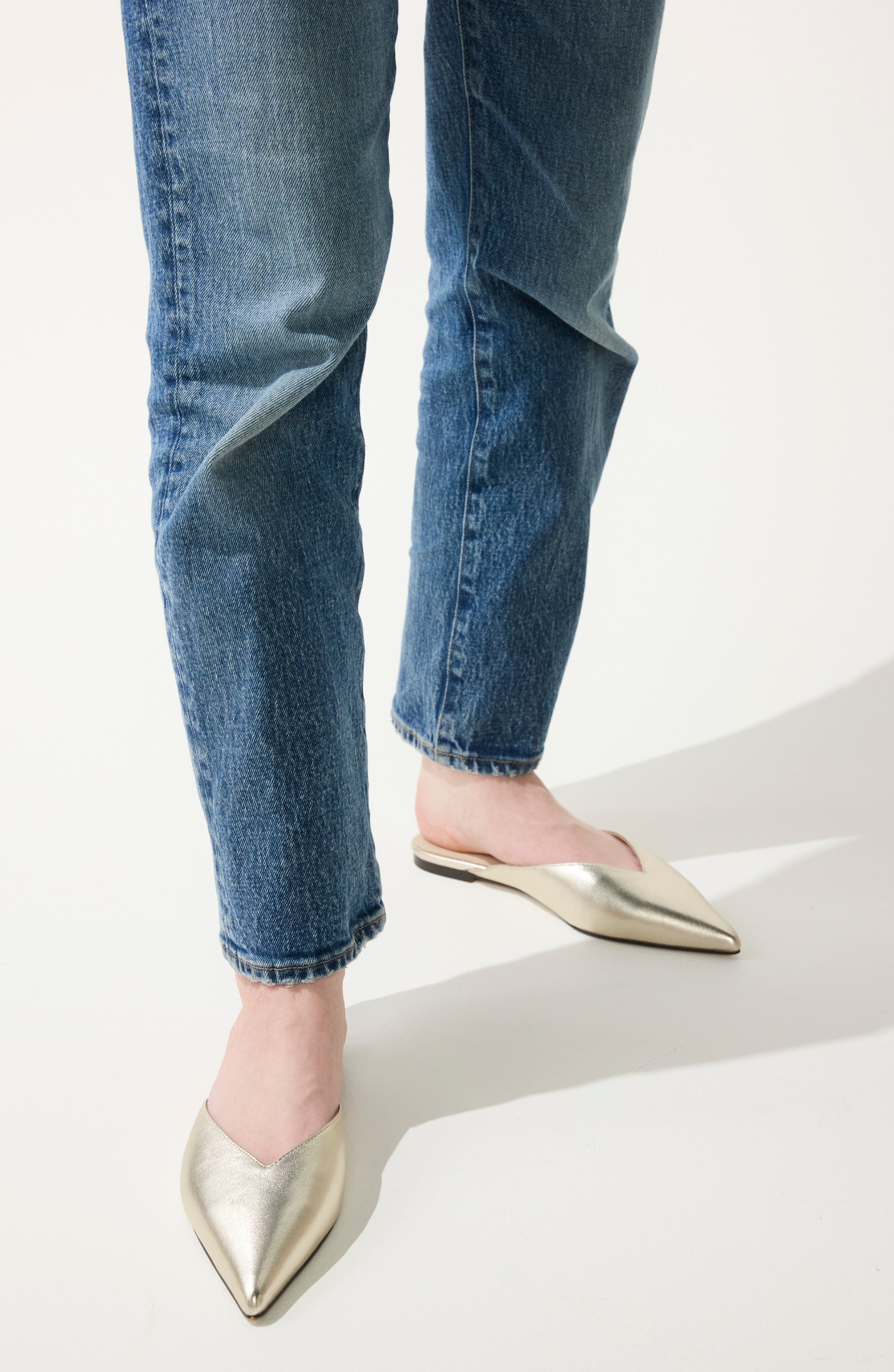 Nera Pointed Toe Flat, Alternate, color, GOLD