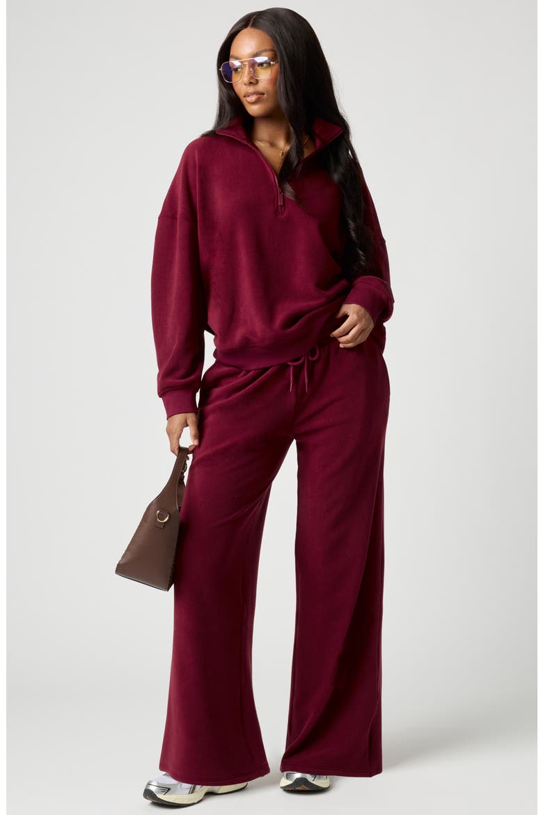 Polar Fleece Wide Leg Sweatpants, Alternate, color, MULBERRY