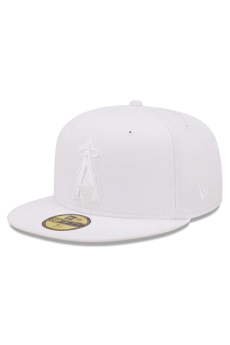 Men's New Era Los Angeles Angels White on White 59FIFTY Fitted Hat, Main, color, White