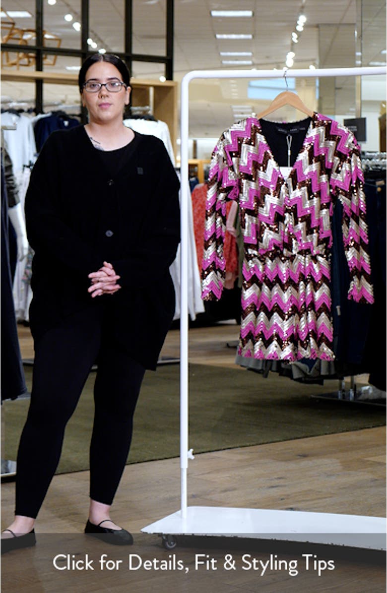 Chevron Sequin Long Sleeve Romper, sales video thumbnail