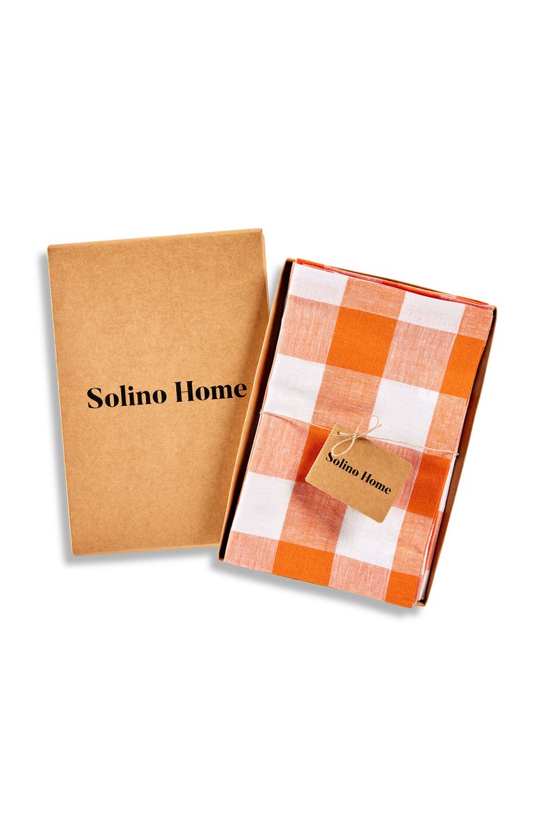 Solino Home Linen Dinner Napkins - Buffalo Check, 20" x 20", Alternate, color, Pumpkin And White