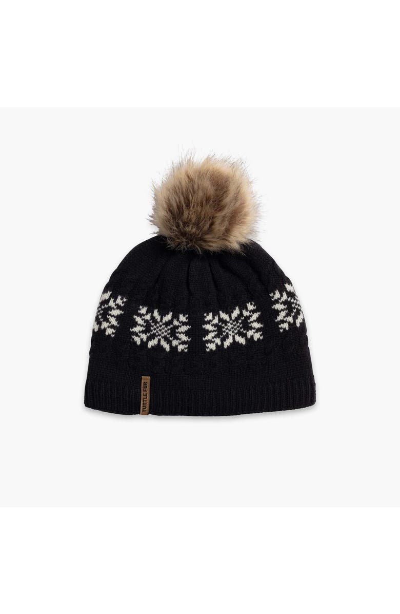 Turtle Fur Leira Wool Pom Beanie, Main, color, Black
