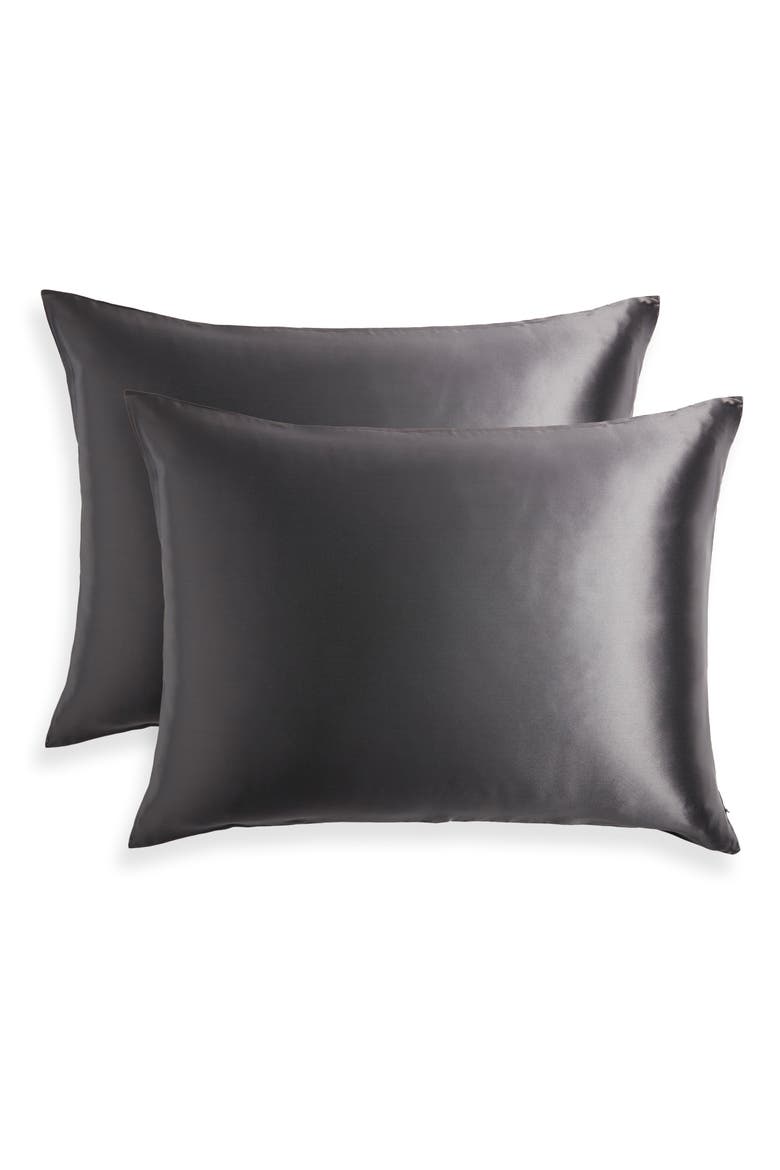 Set of 2 Silk Pillowcases, Main, color, GREY PEARL