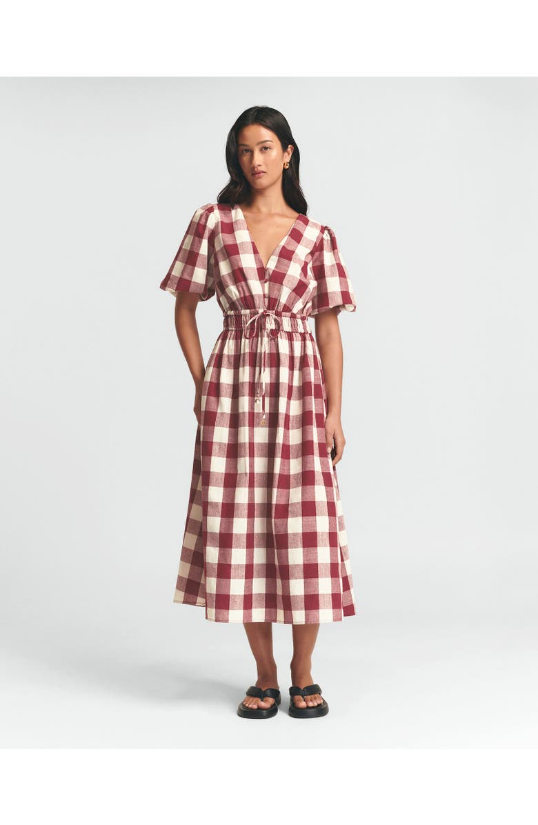 ST MRLO Rowley Midi Dress, Alternate, color, Berry Gingham