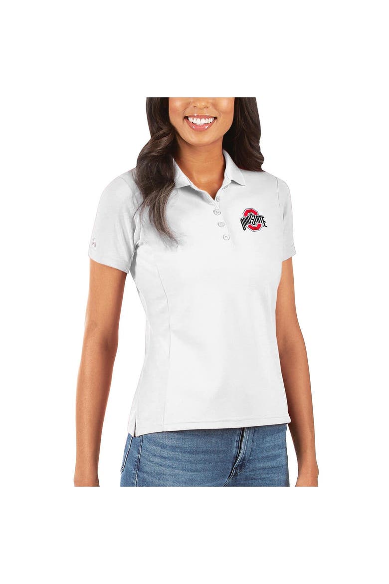 Women's Antigua White Ohio State Buckeyes Legacy Pique Polo, Main, color, White