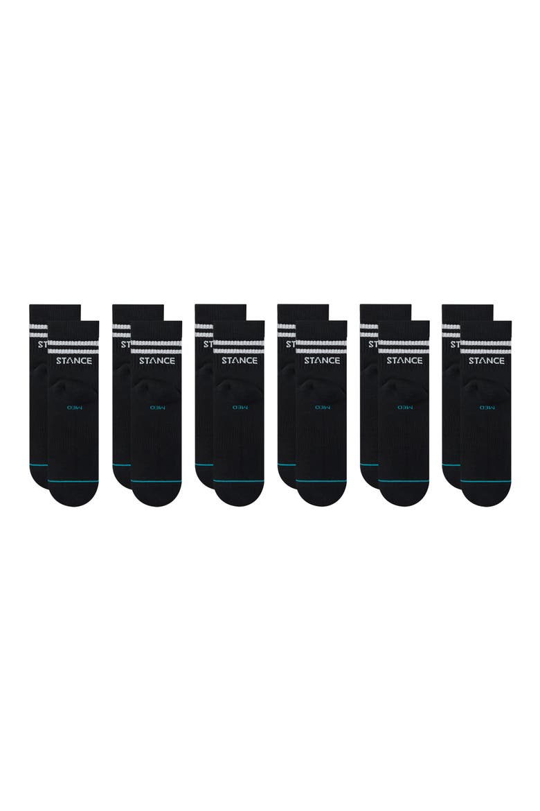 Core 6-Pack Quarter Socks, Alternate, color, BLACK