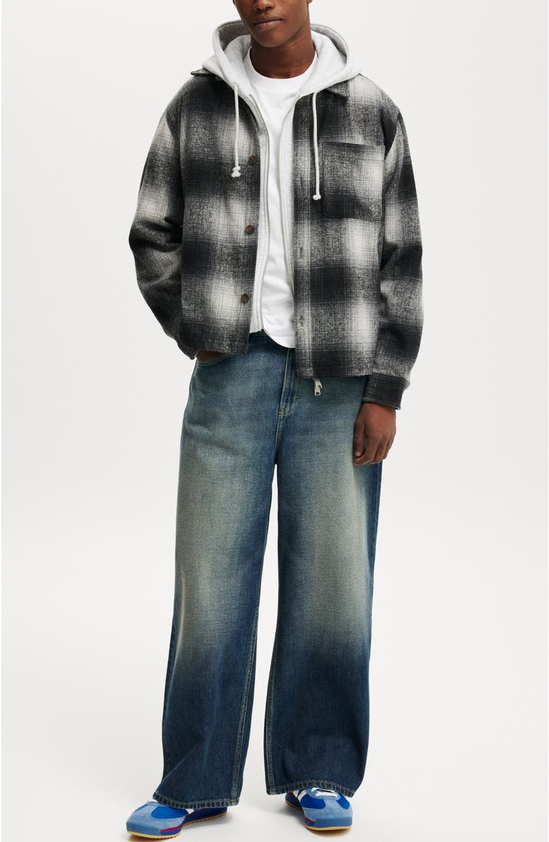 Cotton On Men's Boxy Overshirt, Alternate, color, Black Shadow Check