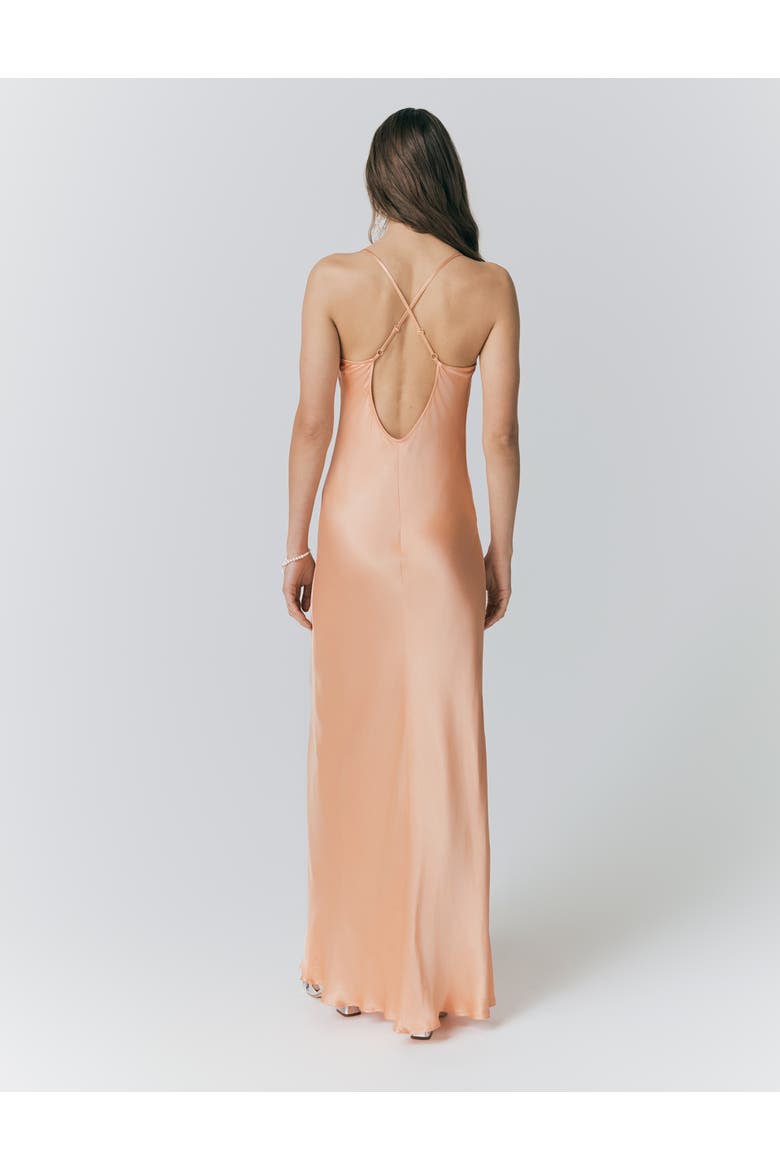 Kallie Satin Maxi Slip Dress, Alternate, color, Peach