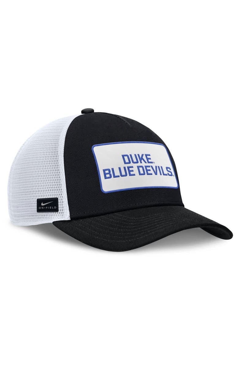 Nike Men's Nike Black/White Duke Blue Devils 2025 On-Field Rise Patch Trucker Adjustable Hat, Alternate, color, Black