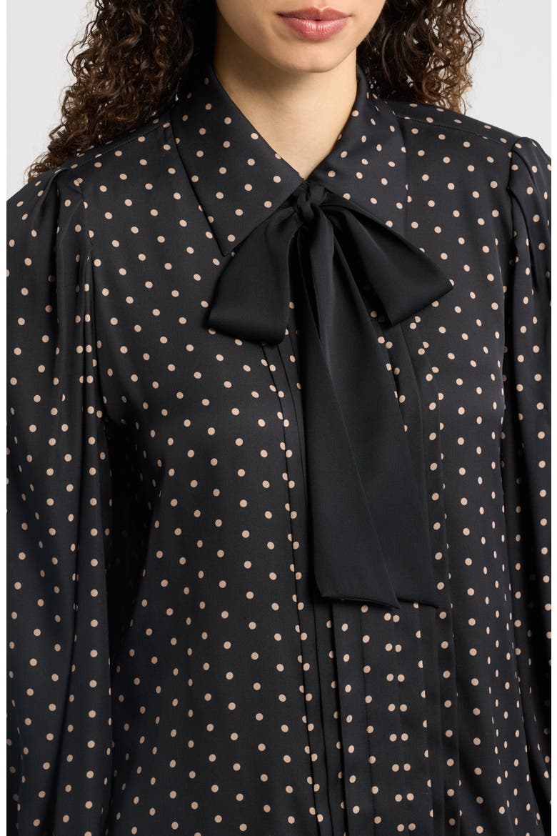 Julian Silk Blend Tie Neck Shirt, Alternate, color, BLACK MULTI