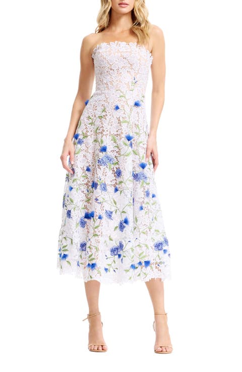 Kailyn Strapless Floral Embroidered Lace Cocktail Dress