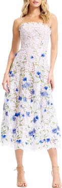 Dress the Population Kailyn Strapless Floral Embroidered Lace Cocktail Dress