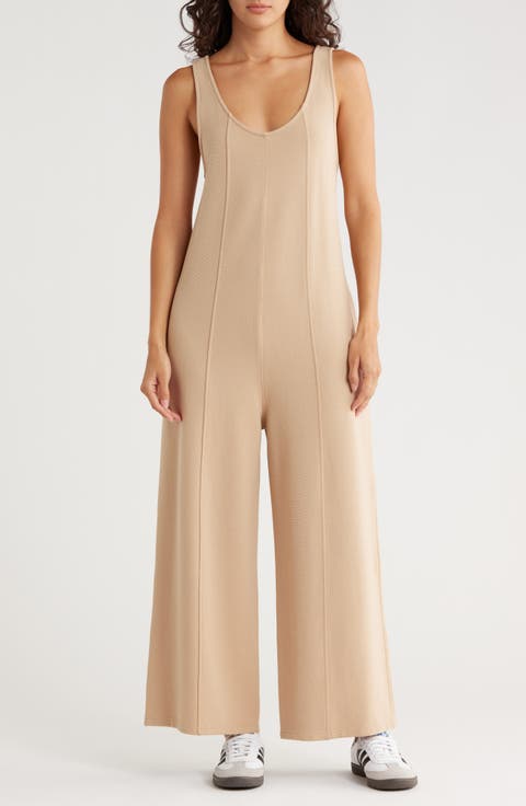 Sleeveless Ribbed Wide Leg Jumpsuit