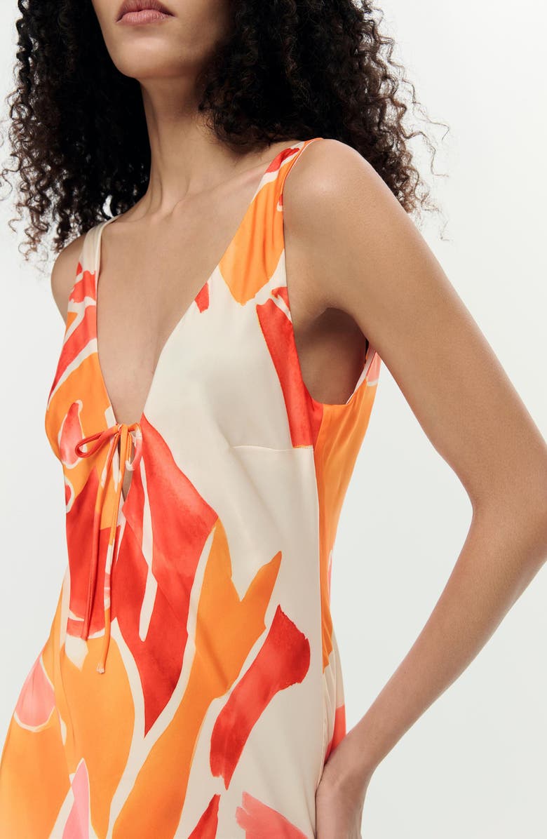 Desigual Abstract Floral Print Satin Minidress, Alternate, color, Orange