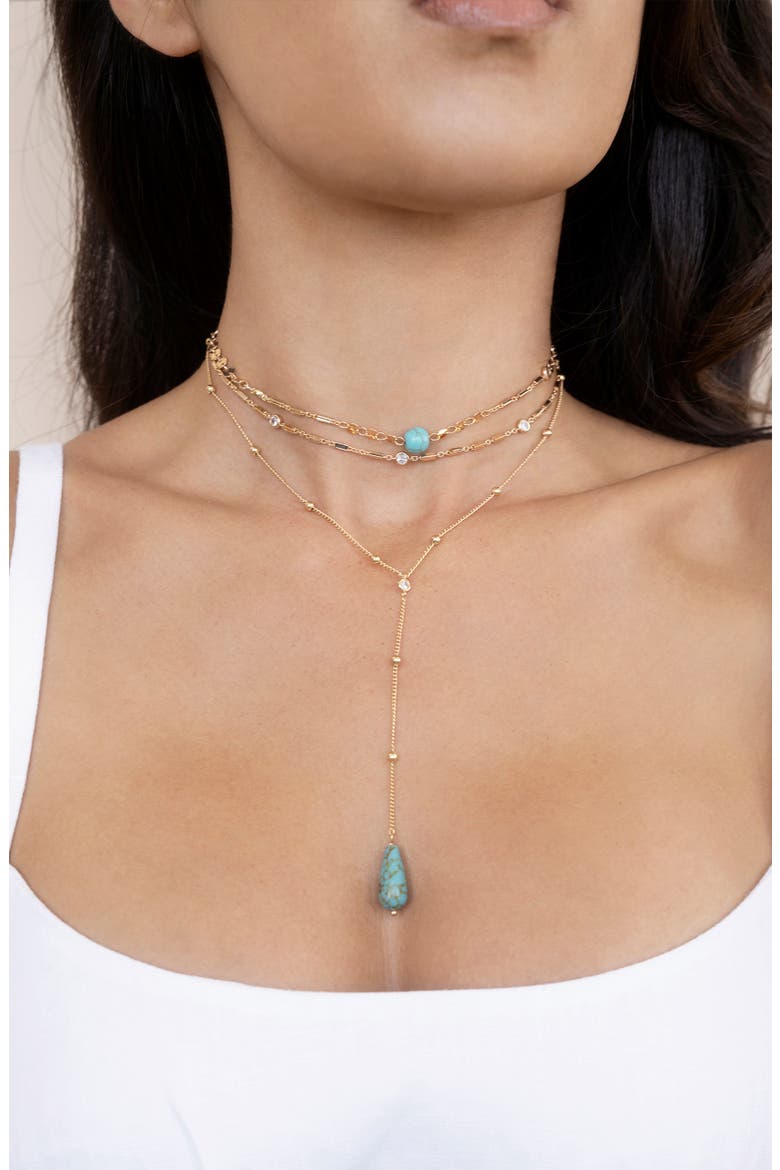 Layered Y-Necklace, Alternate, color, TURQUOISE