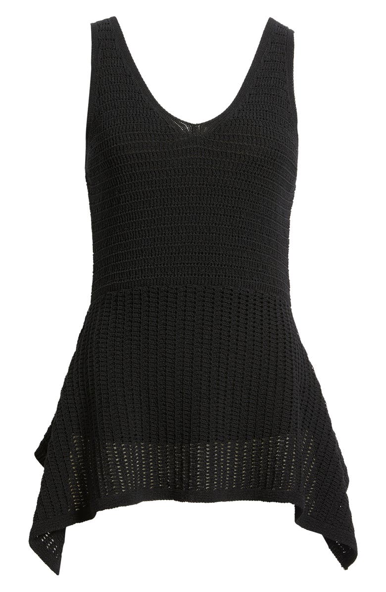 Nordstrom V-Neck Peplum Sweater Tank, Alternate, color, Black
