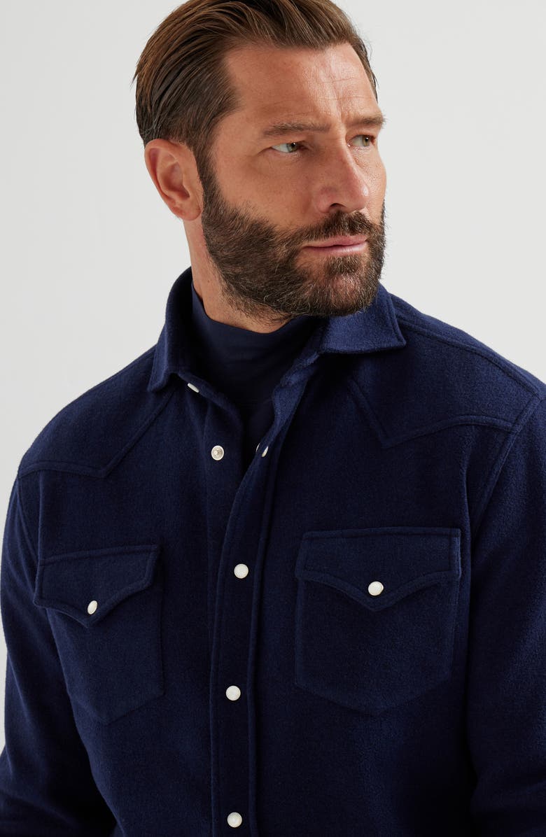 Brunello Cucinelli Shirt with snaps, Alternate, color, Navy Blue