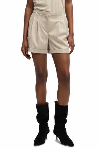 BOSS Orange Tostie Pleated Pinstripe High Waist Shorts