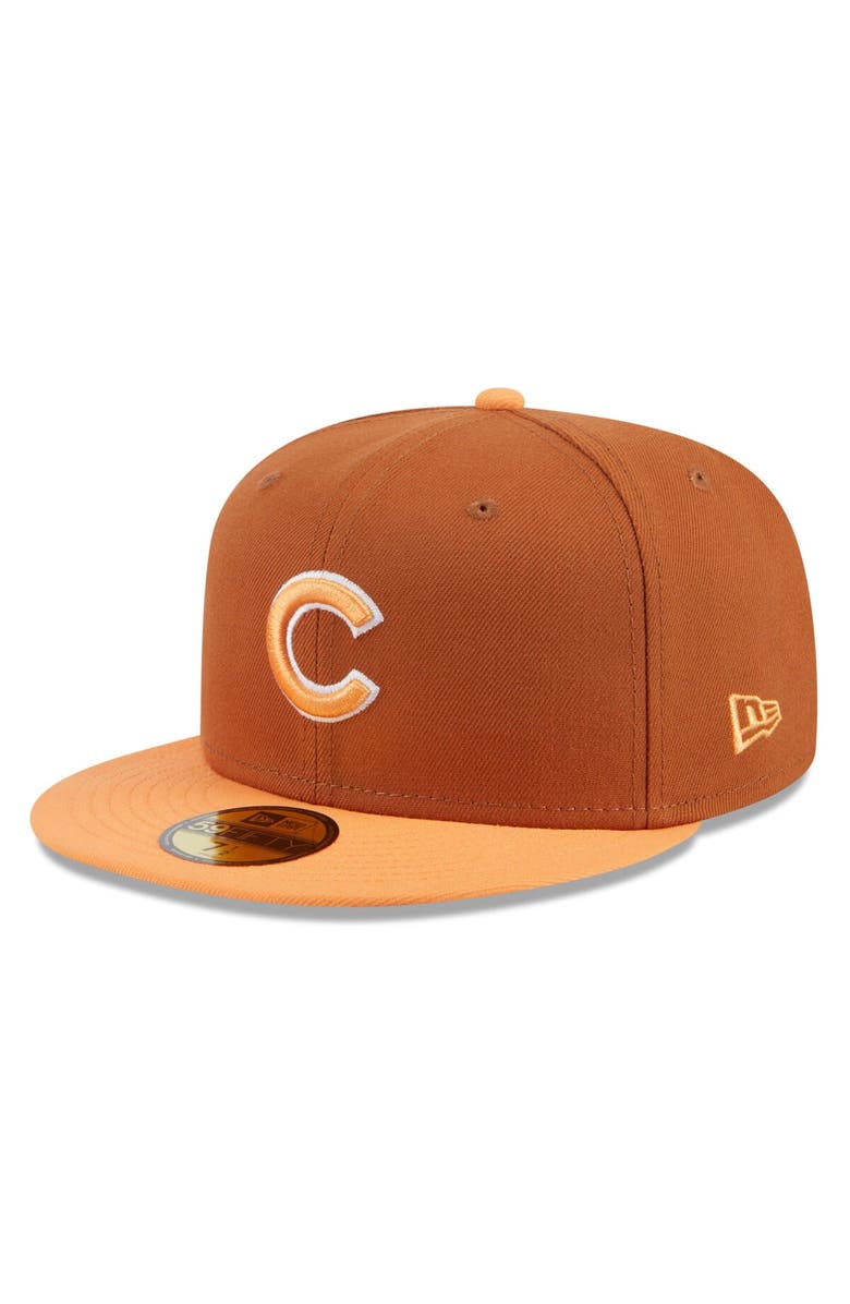 New Era Men's New Era Brown/Orange Chicago Cubs Spring Color Basic Two-Tone 59FIFTY Fitted Hat, Main, color, Brown