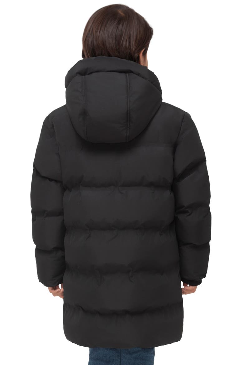 Kids'  Parker Hooded Mid-Length Puffer Jacket, Alternate, color, Black