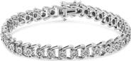 Haus of Brilliance .925 Sterling Silver 1/2 Cttw Diamond Miracle-Set Double Swoosh Wave Style 7" Tennis Bracelet
