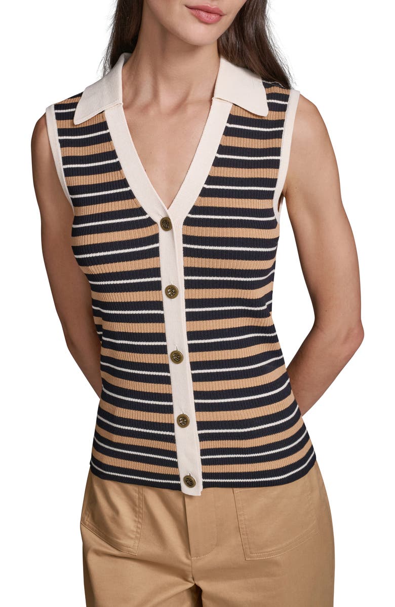 KARL LAGERFELD PARIS Stripe Rib Vest, Main, color,