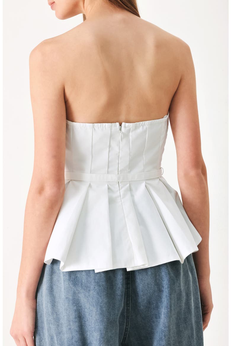 Belted Pleated Tube Top, Alternate, color, WHITE