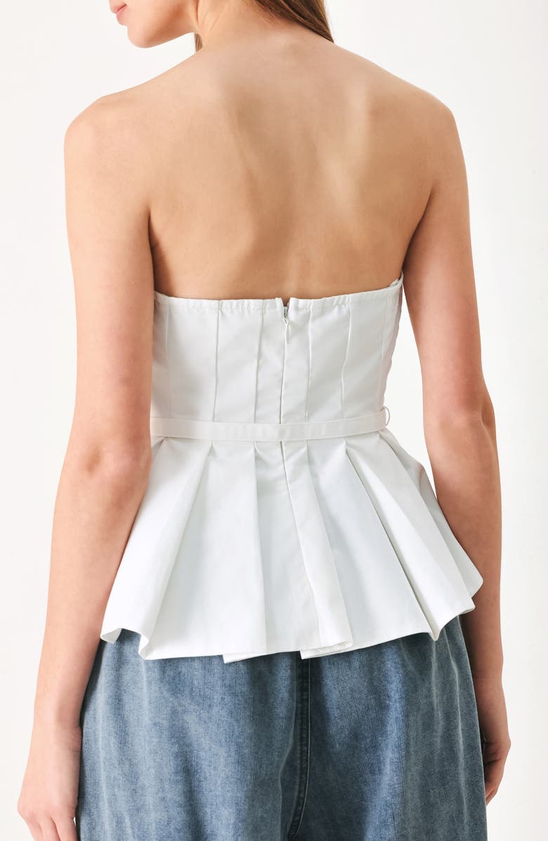 FREEMARKET Belted Pleated Tube Top, Alternate, color, White
