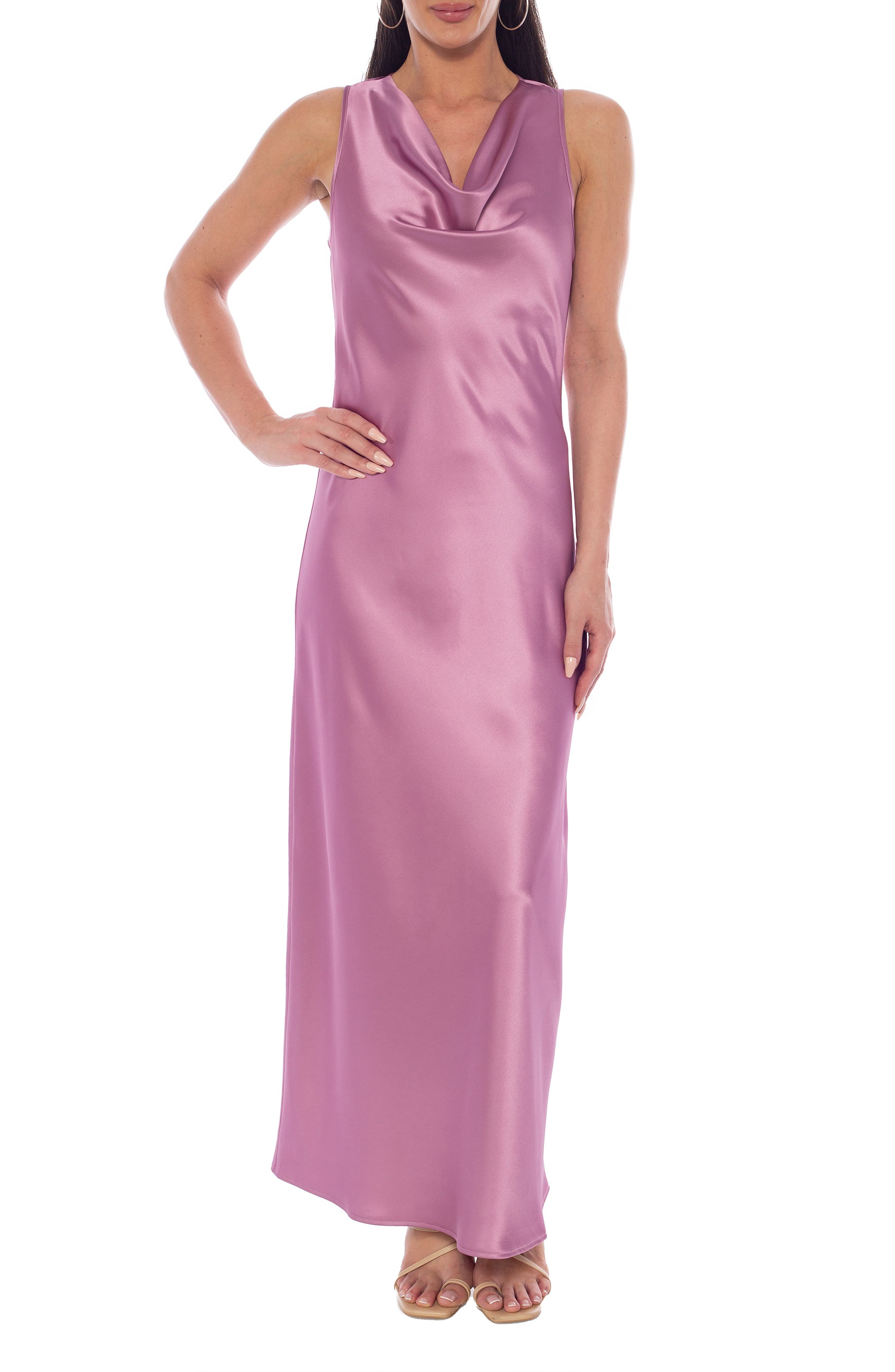 Cowl Neck Satin Maxi Dress - image 3