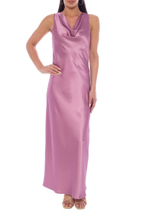 Cowl Neck Satin Maxi Dress