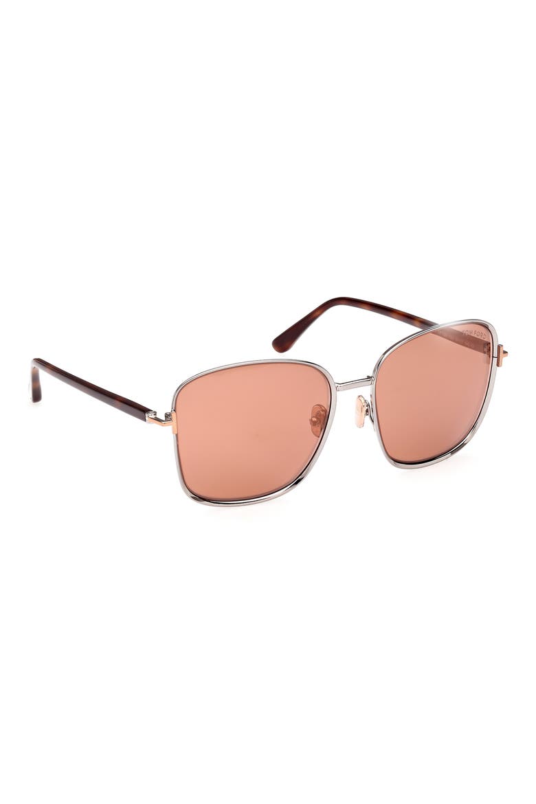 Fern 57mm Square Sunglasses, Alternate, color, SHINY LIGHT RUTHENIUM / ROSE