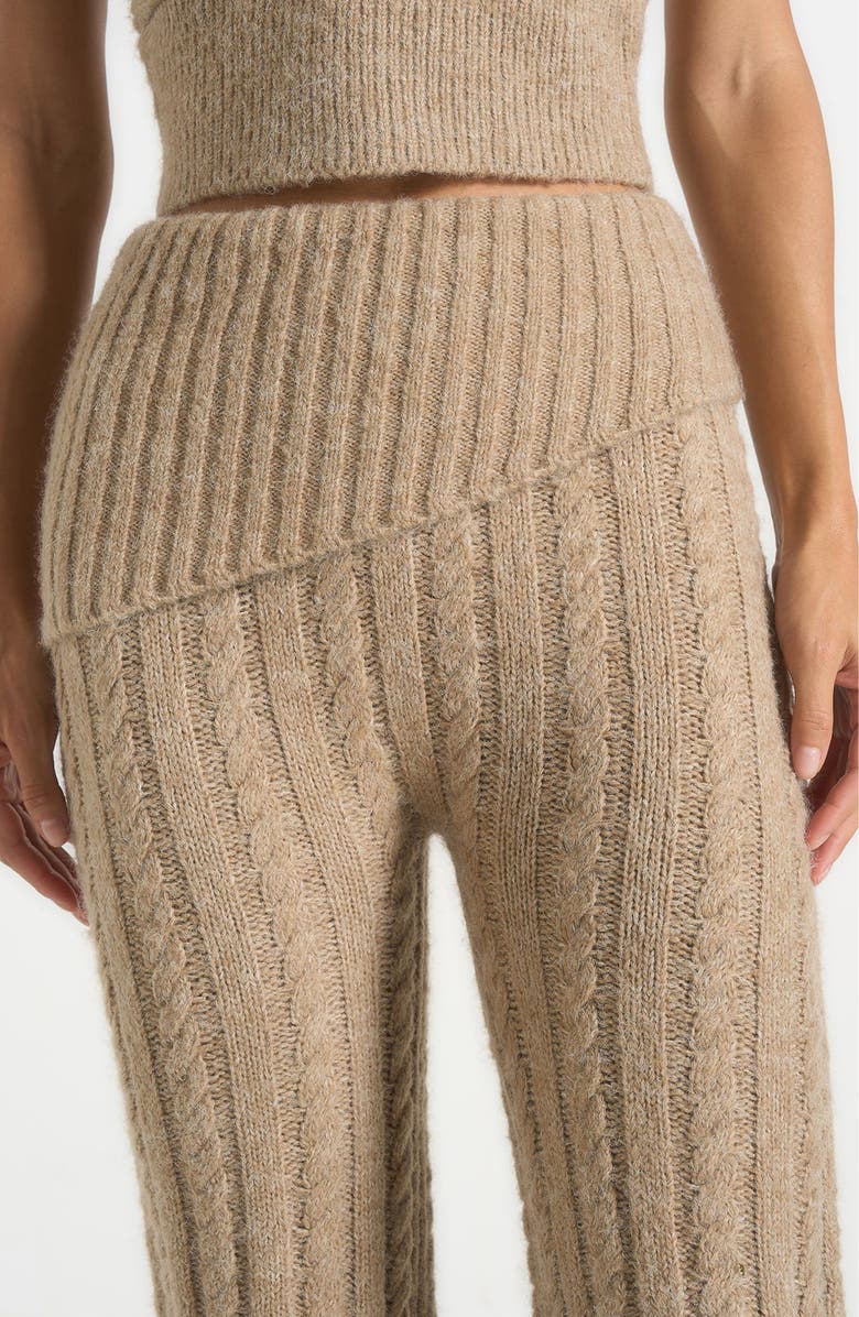 Manière De Voir Elvy Cable Knit Foldover Fit & Flare Bottoms, Alternate, color, Taupe
