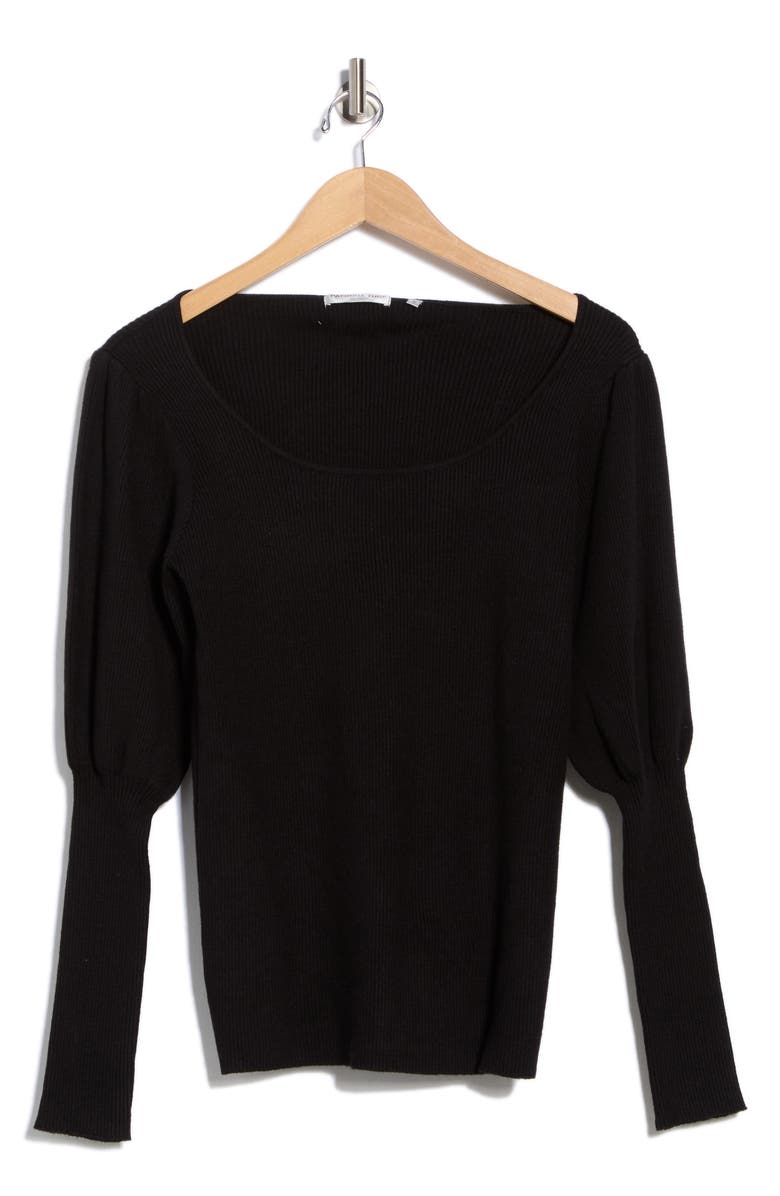 PATRIZIA LUCA Puff Sleeve Sweater, Alternate, color, Black