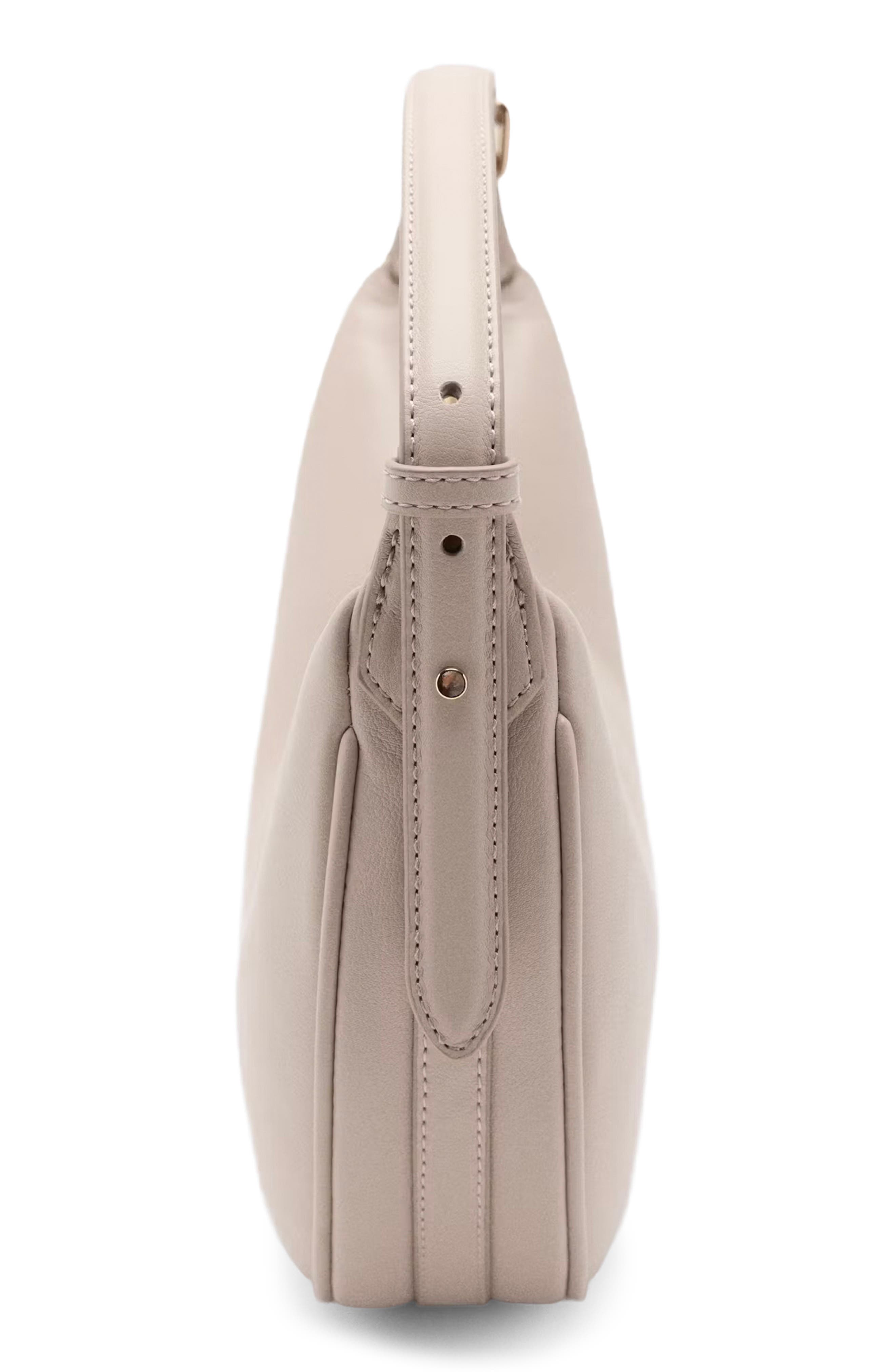 Oval Faux Leather Shoulder Bag, Alternate, color, OFF WHITE