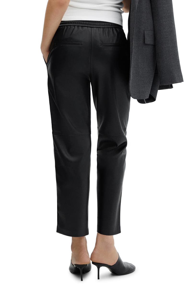 MANGO Faux Leather Drawstring Pants, Alternate, color,