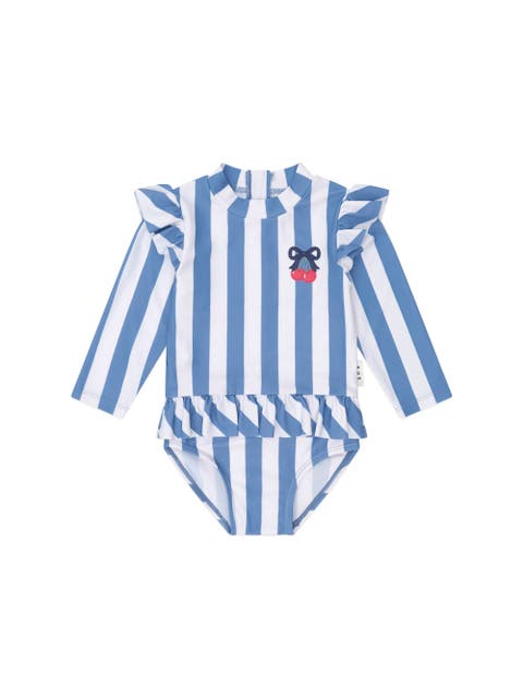 Vintage Stripe Cherry Peplum Swimsuit (Toddler, Little Kid, Big Kid)