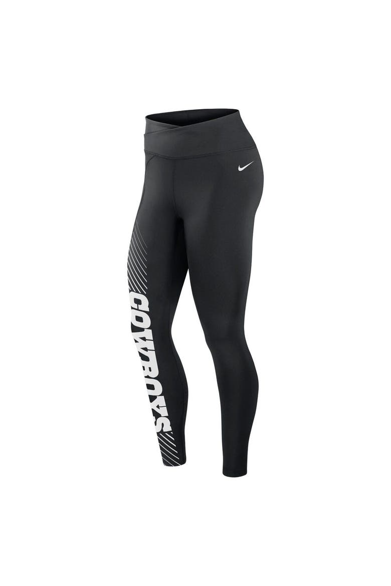 Women's Nike Black Dallas Cowboys Yard Line Crossover Leggings, Alternate, color, Black