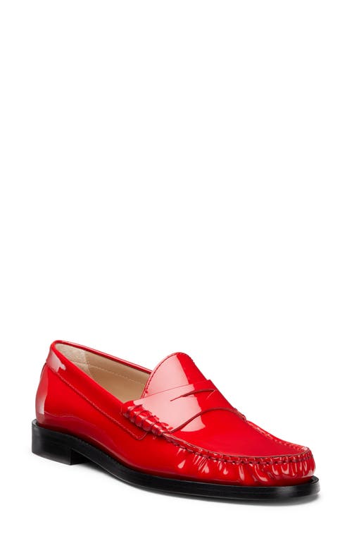 Stuart Weitzman Lottie Patent Penny Loafers In Cherry